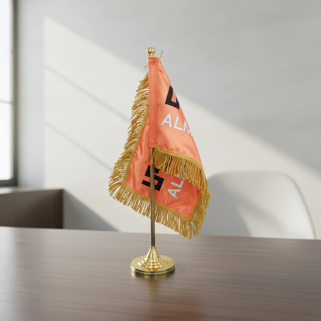 Golden Table Flag Pole w/ Flag